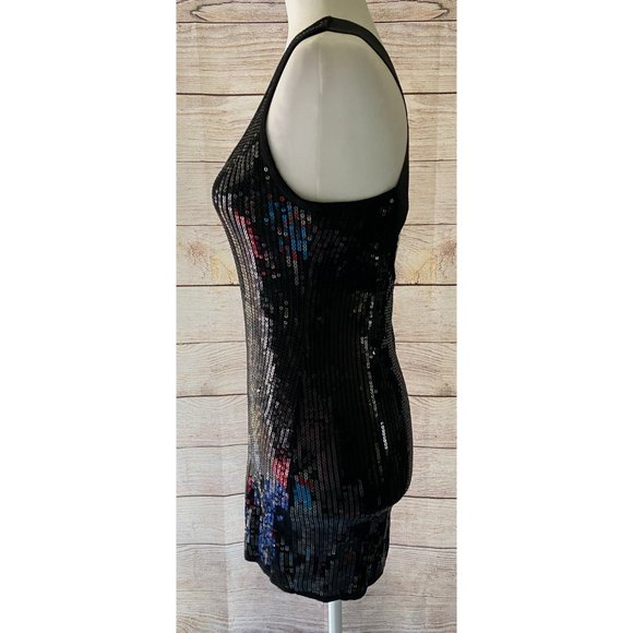 Bebe black sequin mini dress cross straps XS - Picture 2 of 7